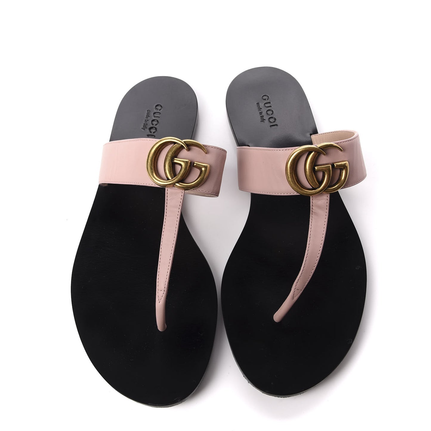 Calfskin GG Marmont Thong Sandals 37.5 Perfect Pink