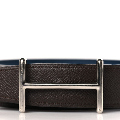Hermes Epsom 32mm Idem Belt 85 34 Chocolate Bleu De Malte 6 of 7