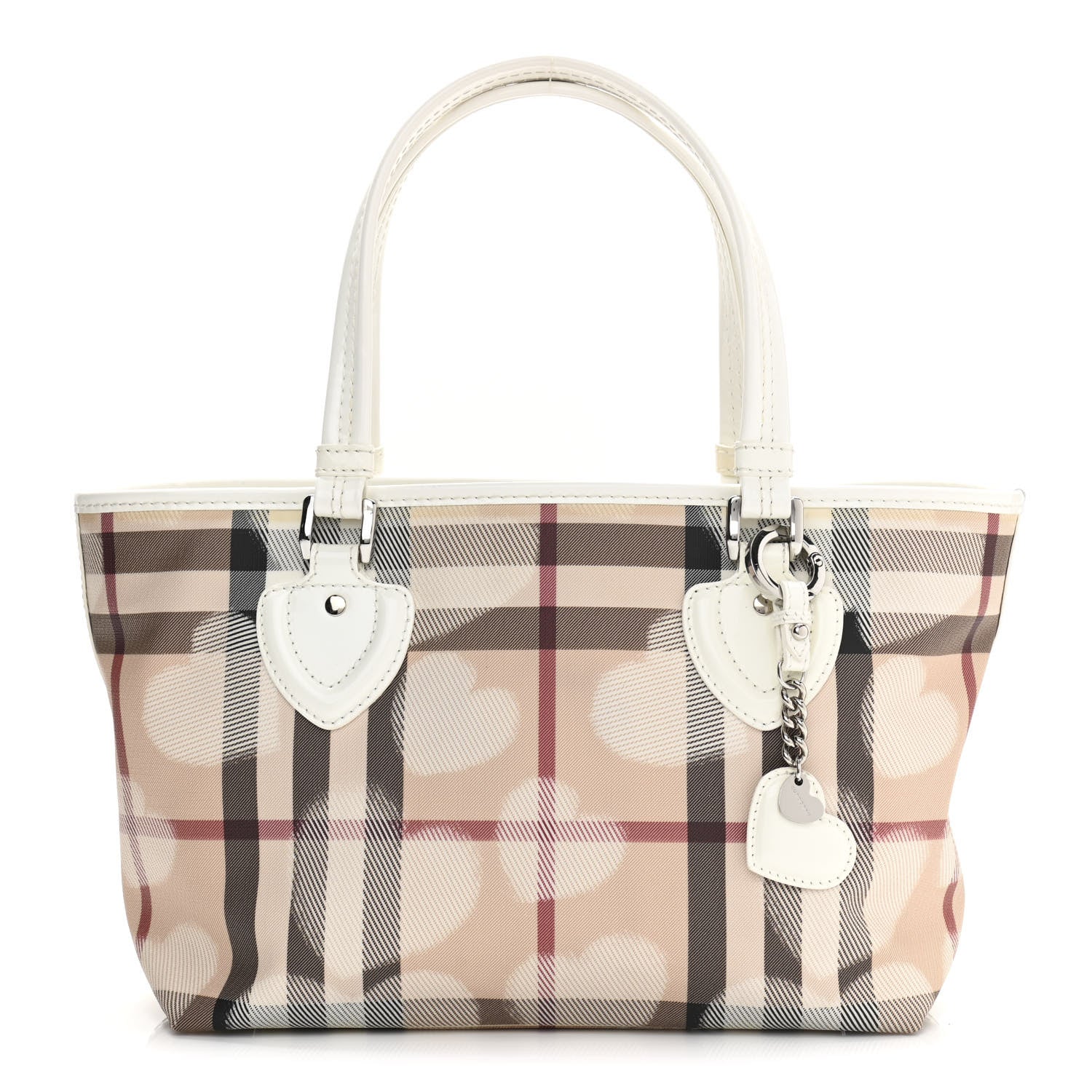 Burberry Supernova Check Hearts Small Nickie Tote White 1 of 10