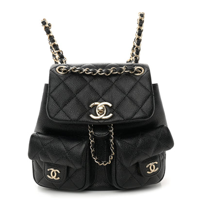 Chanel Shiny Caviar Quilted Small Duma Pockets Drawstring Backpack Black 1 of 10