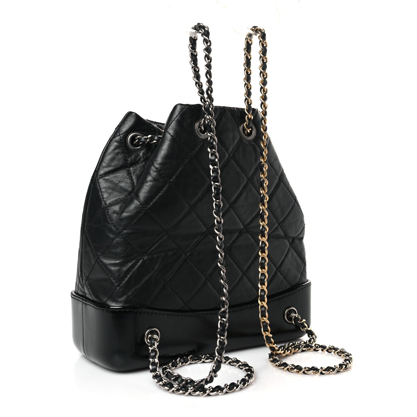 Aged Calfskin Quilted Small Gabrielle Backpack Black