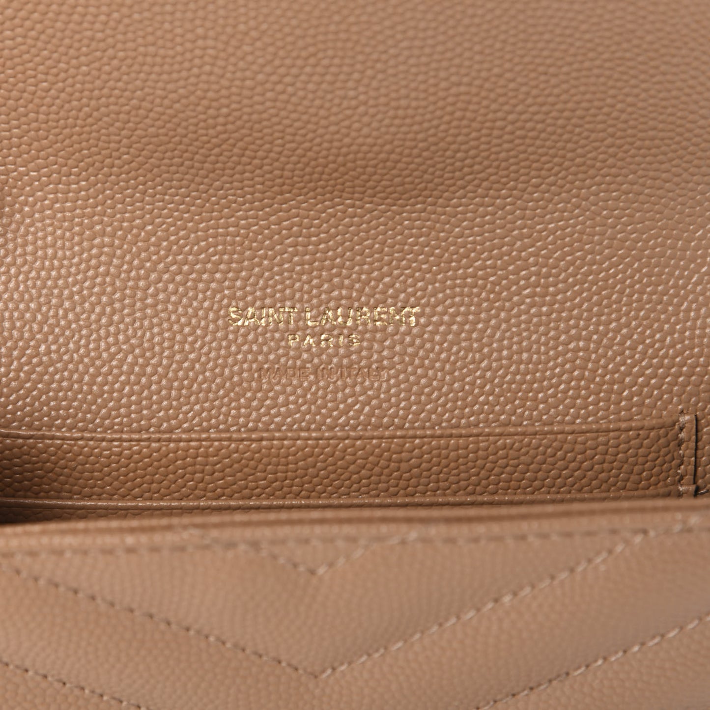 Grain De Poudre Matelasse Chevron Small Monogram Envelope Wallet Light Taupe