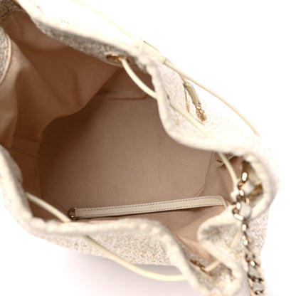 Chanel Lurex Boucle Deauville Drawstring Bucket Bag Ivory 5 of 12