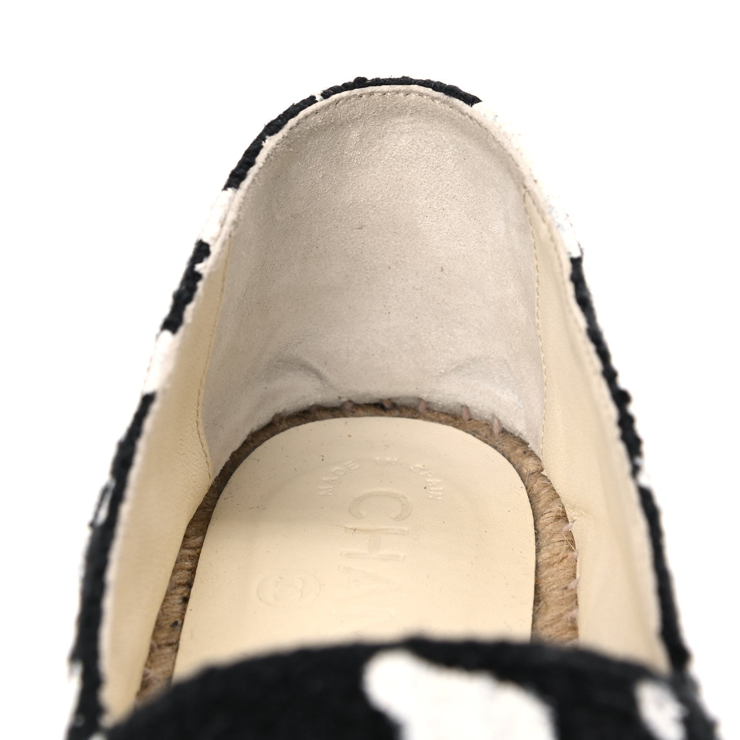 Chanel Patent Tweed Splatter Paint Print Cap Toe CC Espadrilles 41 Black White 12 of 12