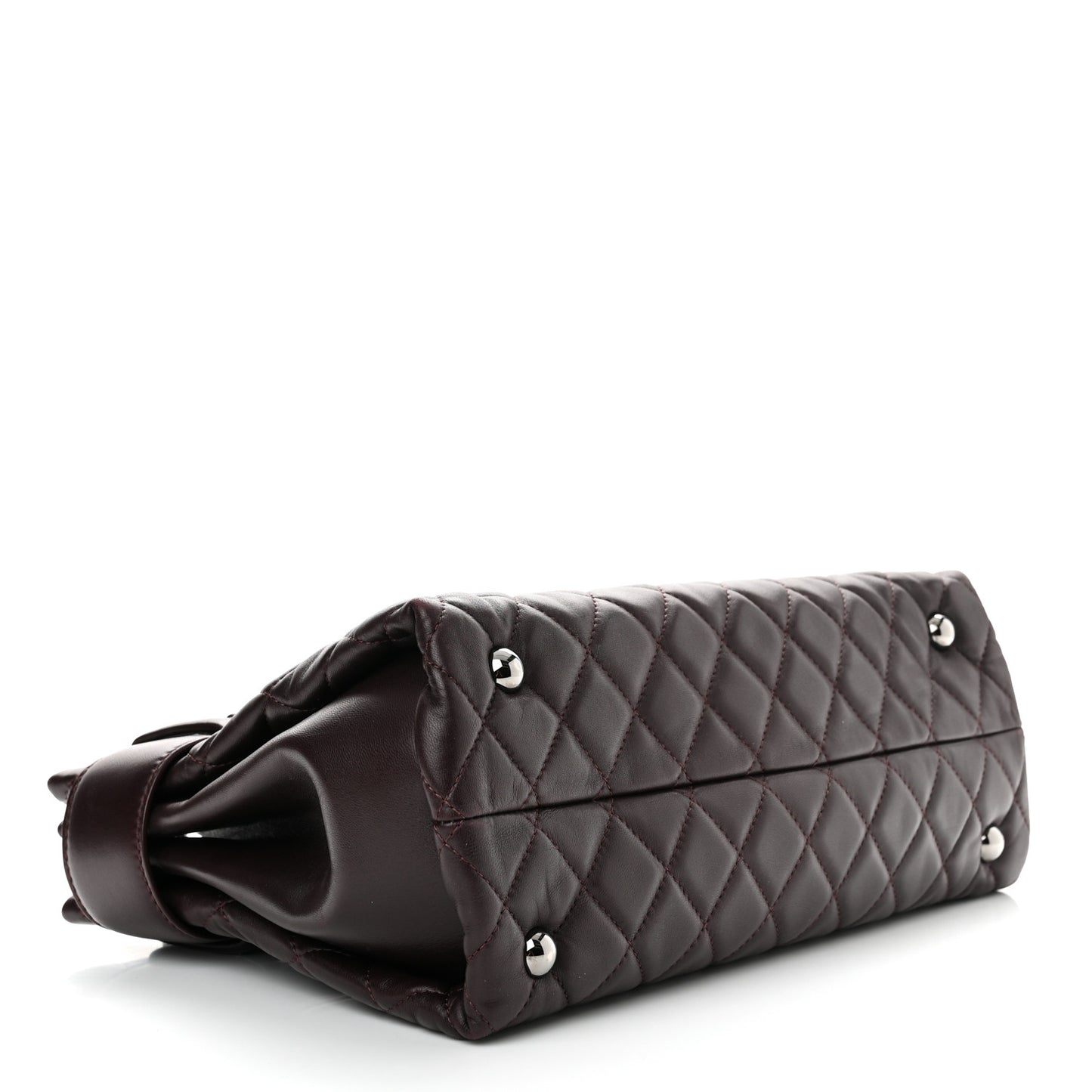 Lambskin Quilted Small Coco Loop Tote Burgundy