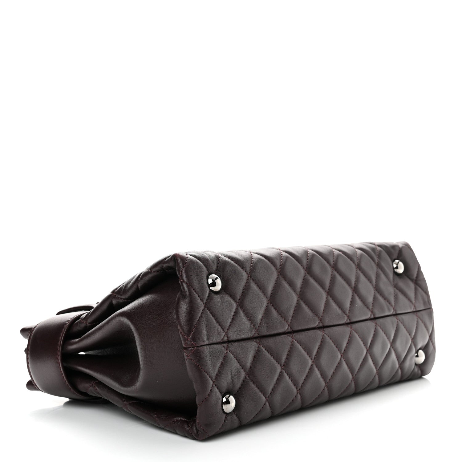 Chanel Lambskin Quilted Small Coco Loop Tote Burgundy 4 of 13