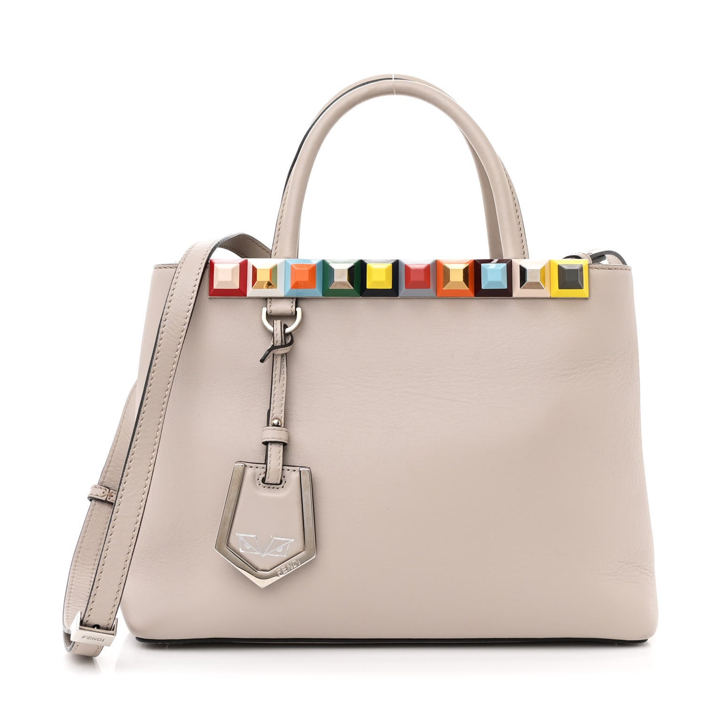 Vitello Dolce Studded Petite 2Jours Tote Grigio Polvere Multicolor