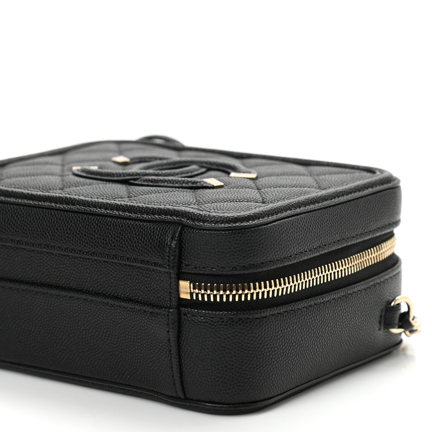 Caviar Quilted Small CC Filigree Vanity Case Black