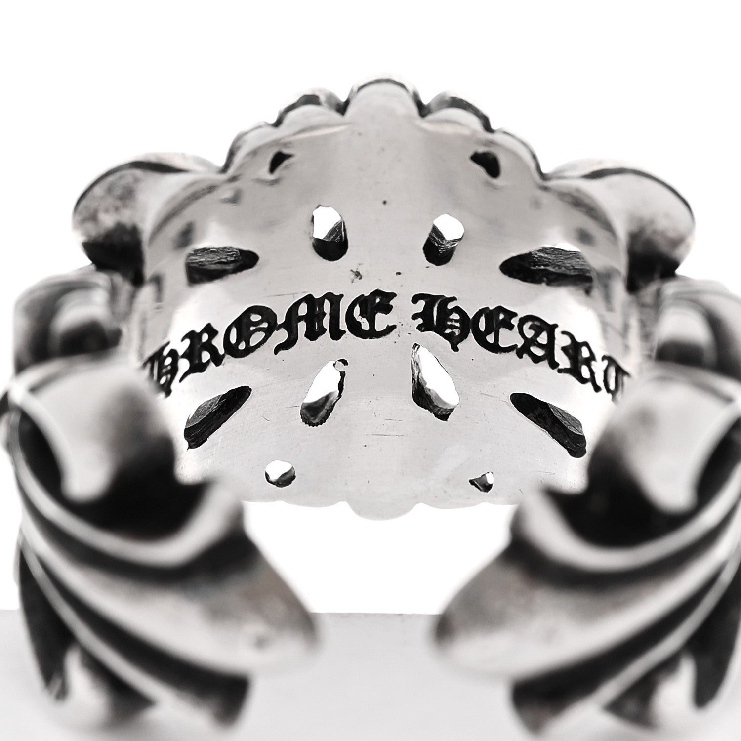 Chrome Hearts Sterling Silver Double Floral Cross Ring 53 6.5 4 of 6