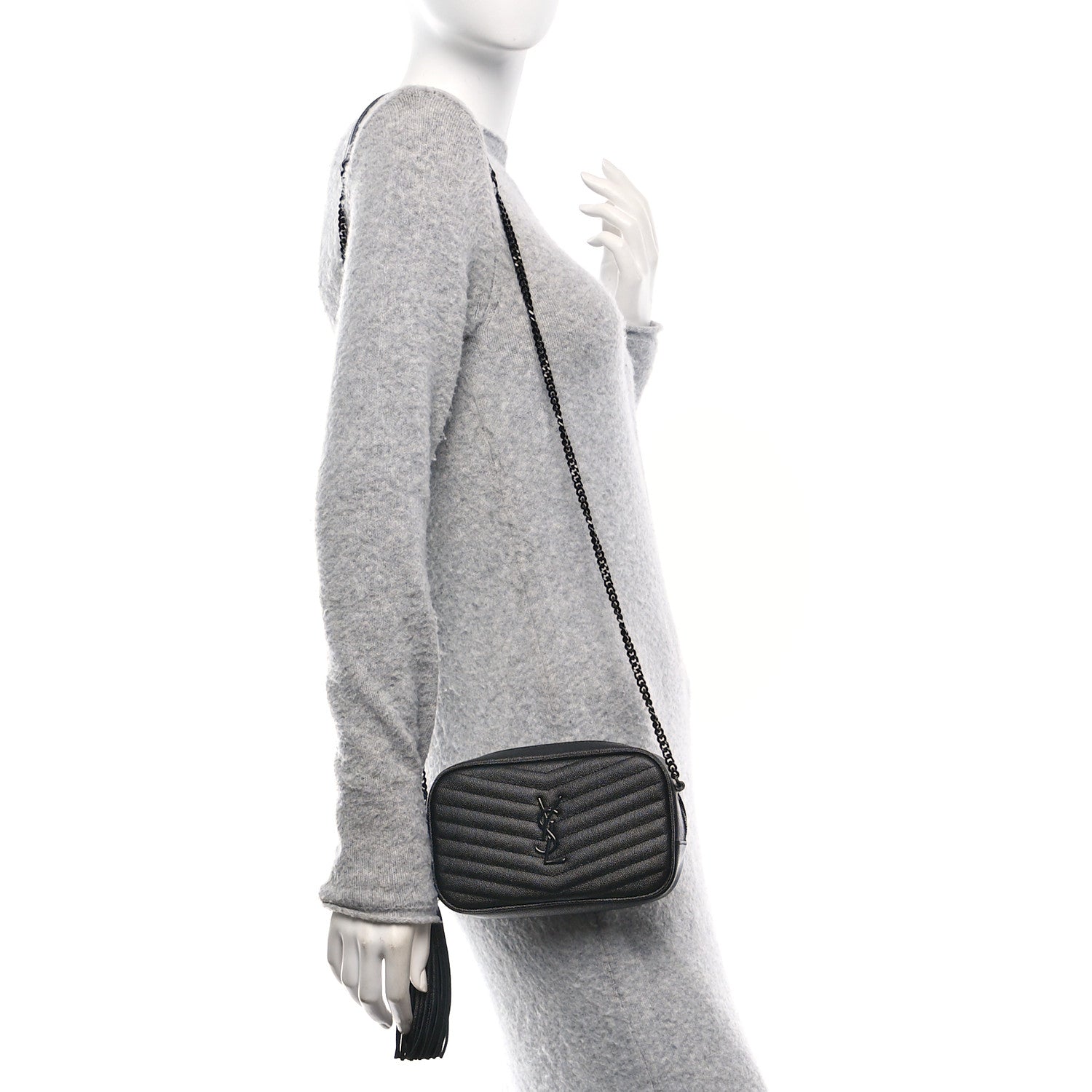 Saint Laurent Grain De Poudre Matelasse Monochrome Monogram Mini Lou Camera Bag Black 2 of 10