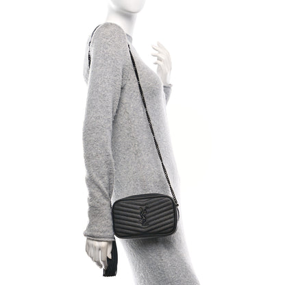 Saint Laurent Grain De Poudre Matelasse Monochrome Monogram Mini Lou Camera Bag Black 2 of 10