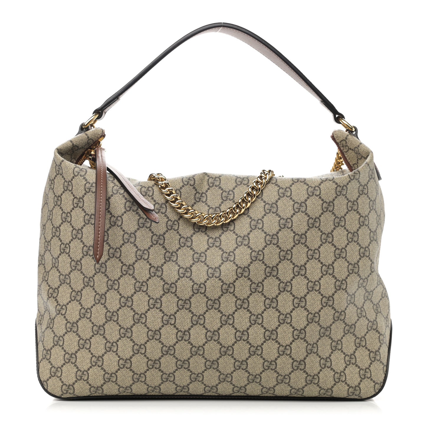 GG Supreme Monogram Large Linea A Hobo Light Brown