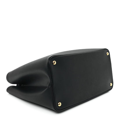 Prada Saffiano Cuir Large Double Bag Black Fuoco 4 of 9