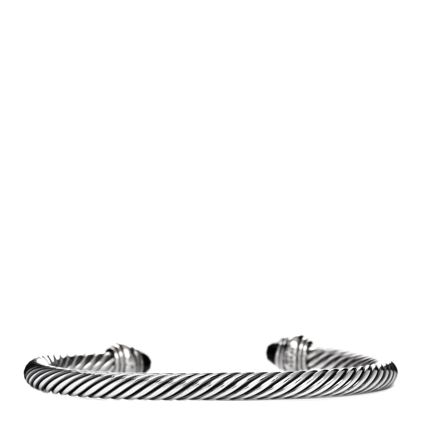 Sterling Silver 14K Yellow Gold Black Onyx 5mm Cable Classics Bracelet