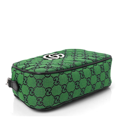 Gucci Monogram Multicolor Matelasse Diagonal Small GG Marmont Chain Shoulder Bag Green Blue 4 of 9
