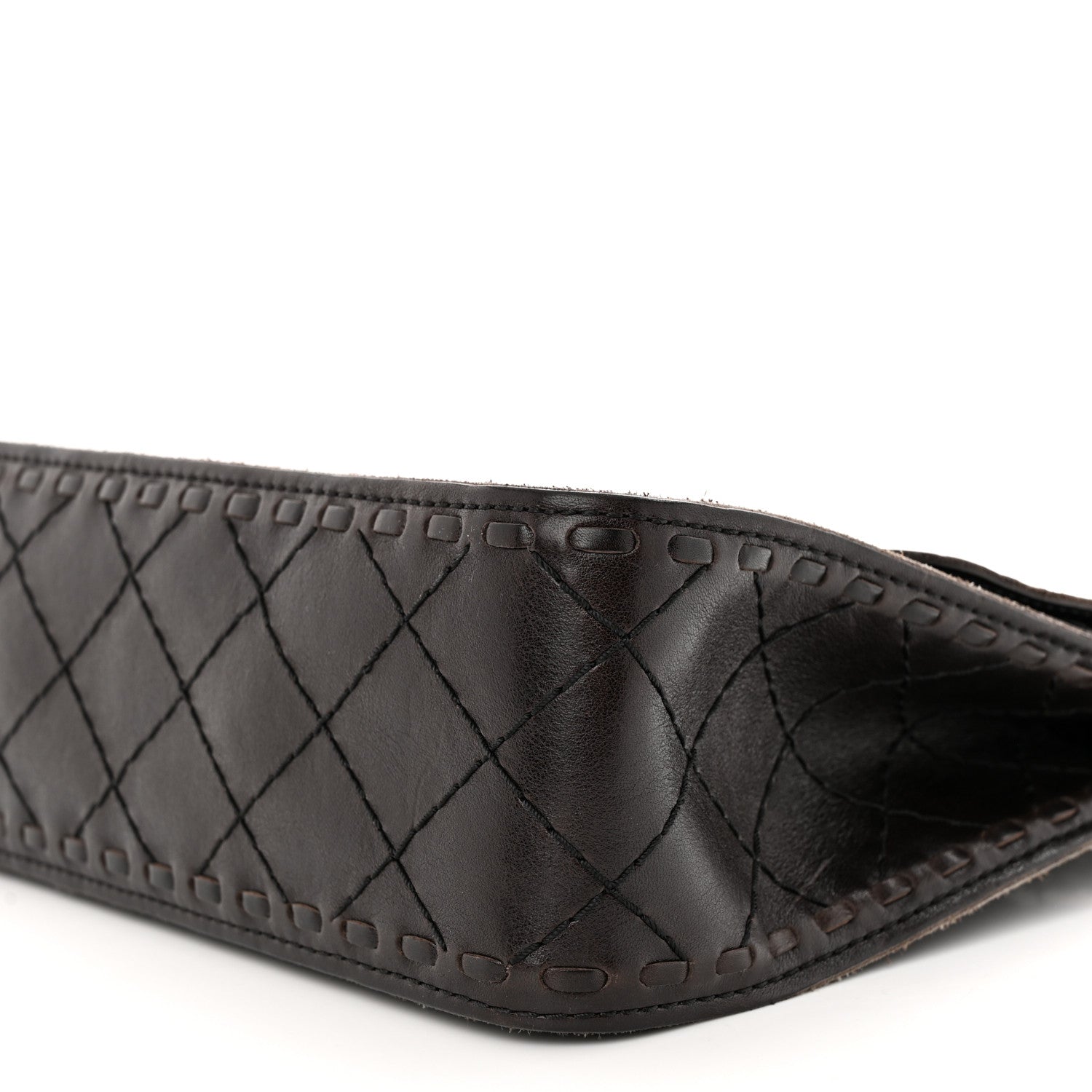 Chanel Calfskin Stitched Large Vintage Flap Dark Brown 10 of 13