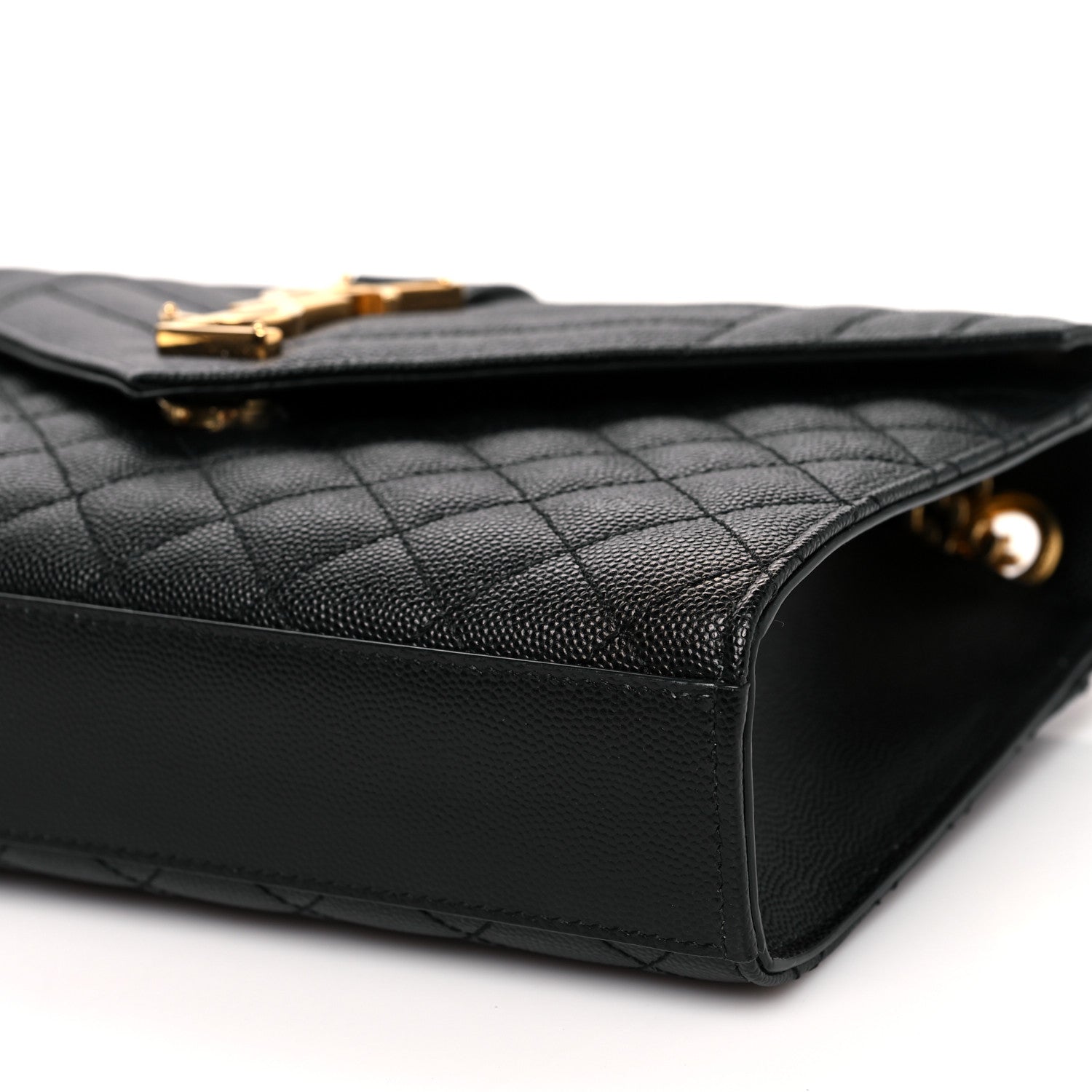 Saint Laurent Grain De Poudre Textured Mixed Matelasse Triquilt Medium Monogram Satchel Black 8 of 8