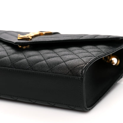 Saint Laurent Grain De Poudre Textured Mixed Matelasse Triquilt Medium Monogram Satchel Black 8 of 8