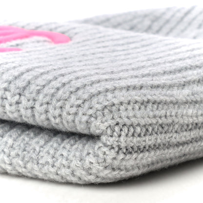Chanel Wool Cashmere CC Beanie Hat Light Grey Fuchsia 9 of 10