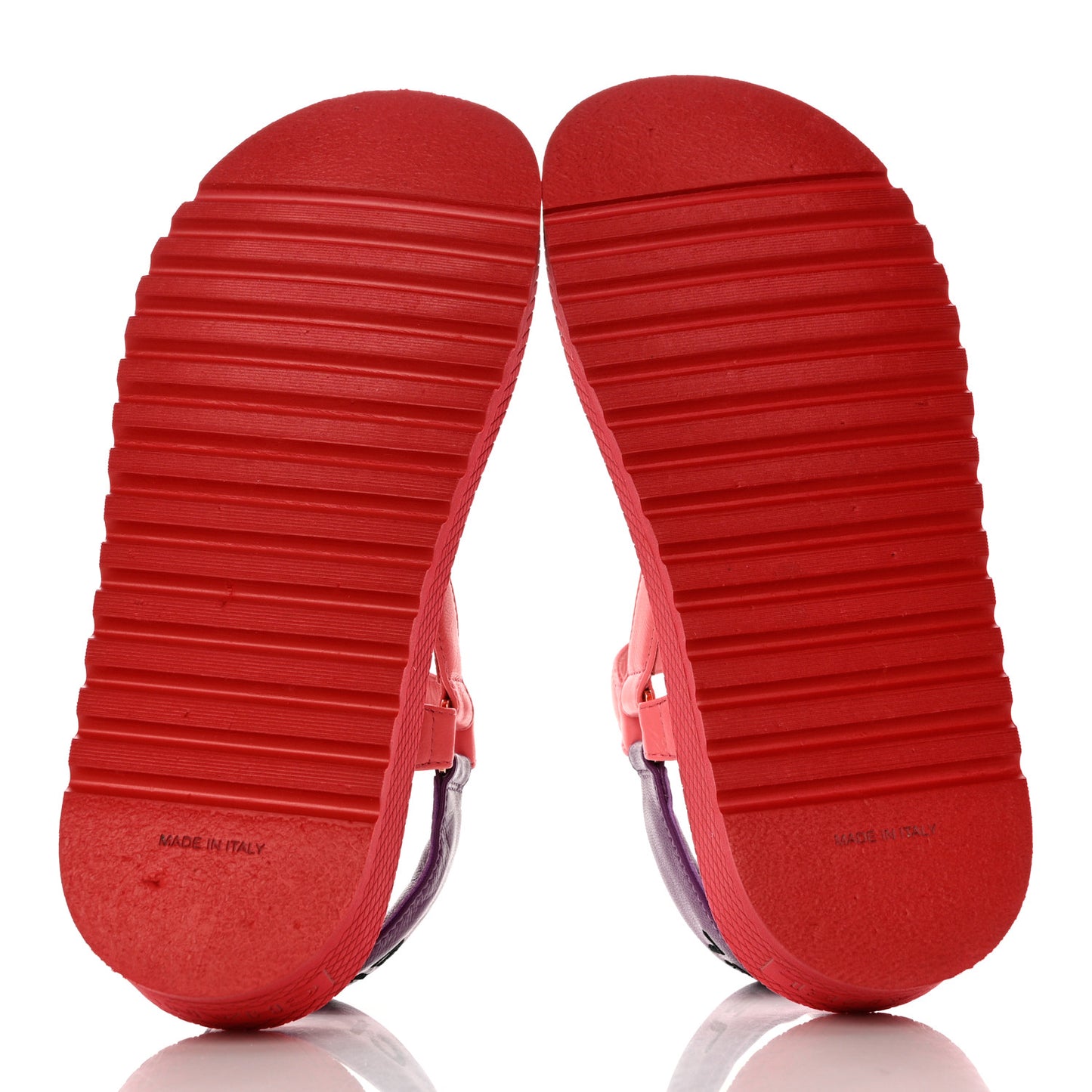 Lambskin Logo Platform Sandals 38 Red Purple Orange