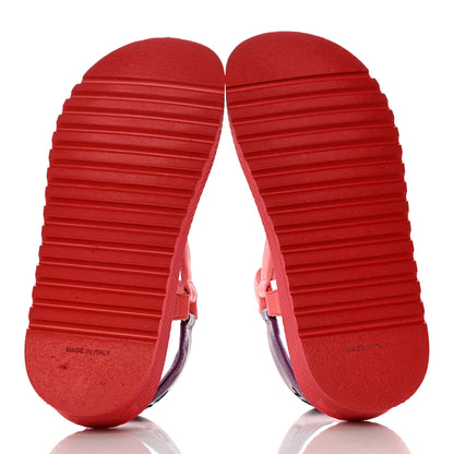Chanel Lambskin Logo Platform Sandals 38 Red Purple Orange 5 of 9