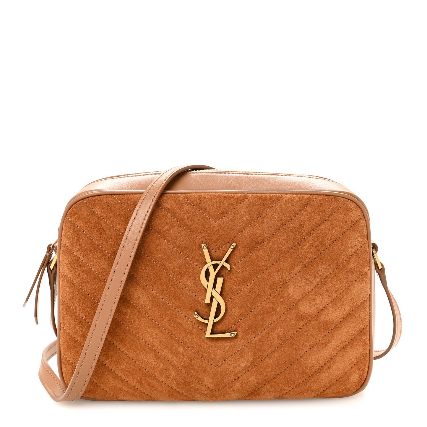 Suede Matelasse Monogram Lou Camera Bag Cinnamon