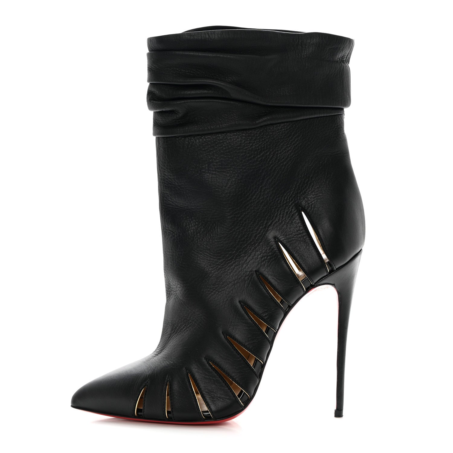 Christian Louboutin Calfskin Chiffon Fontabooty 120 Ankle Booties 38 Black 1 of 14