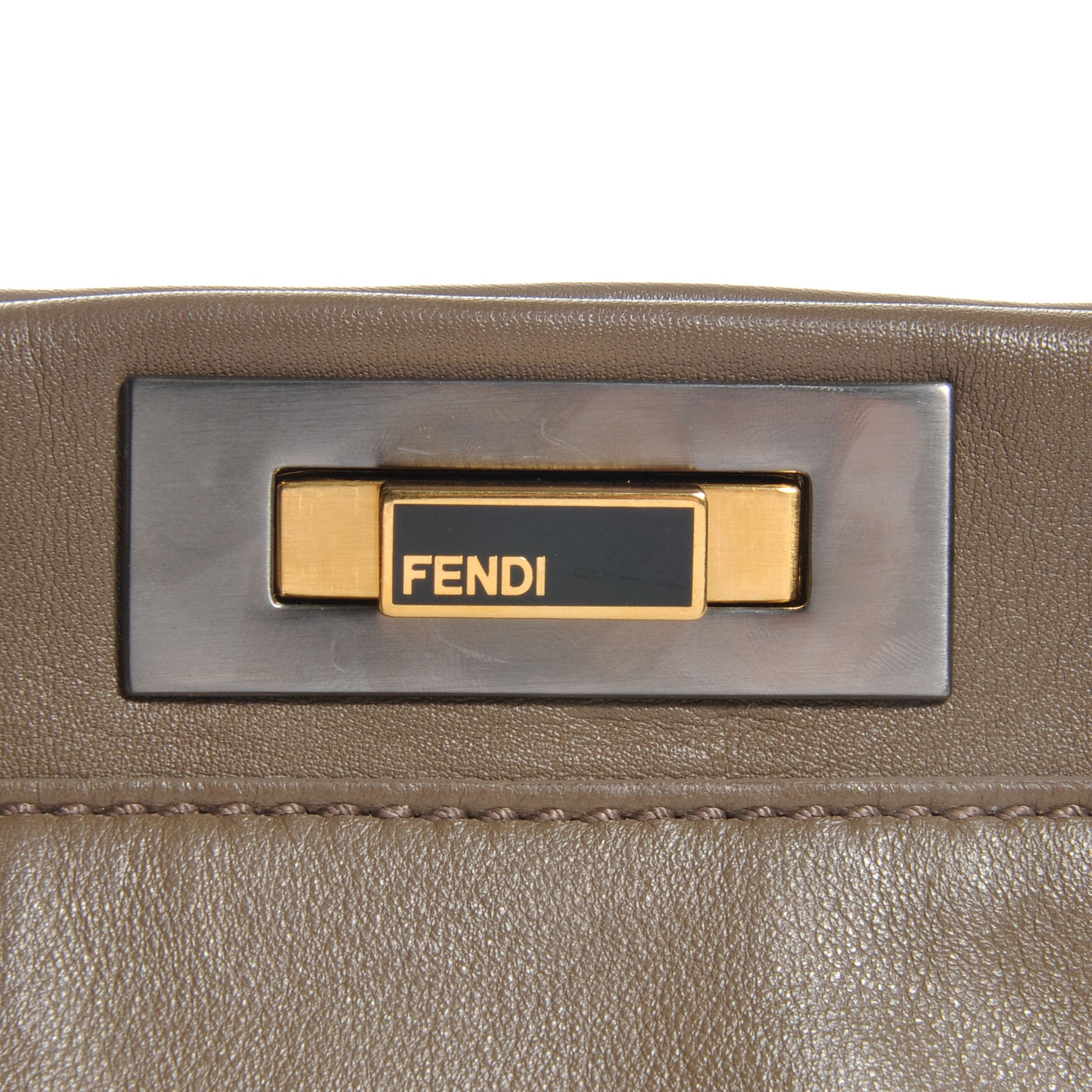 Fendi Vitello Suede Medium Peekaboo Iconic Satchel Nocciola Black 5 of 11