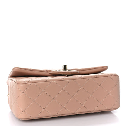 Chanel Lambskin Quilted Mini Rectangular Flap Dark Beige 4 of 12