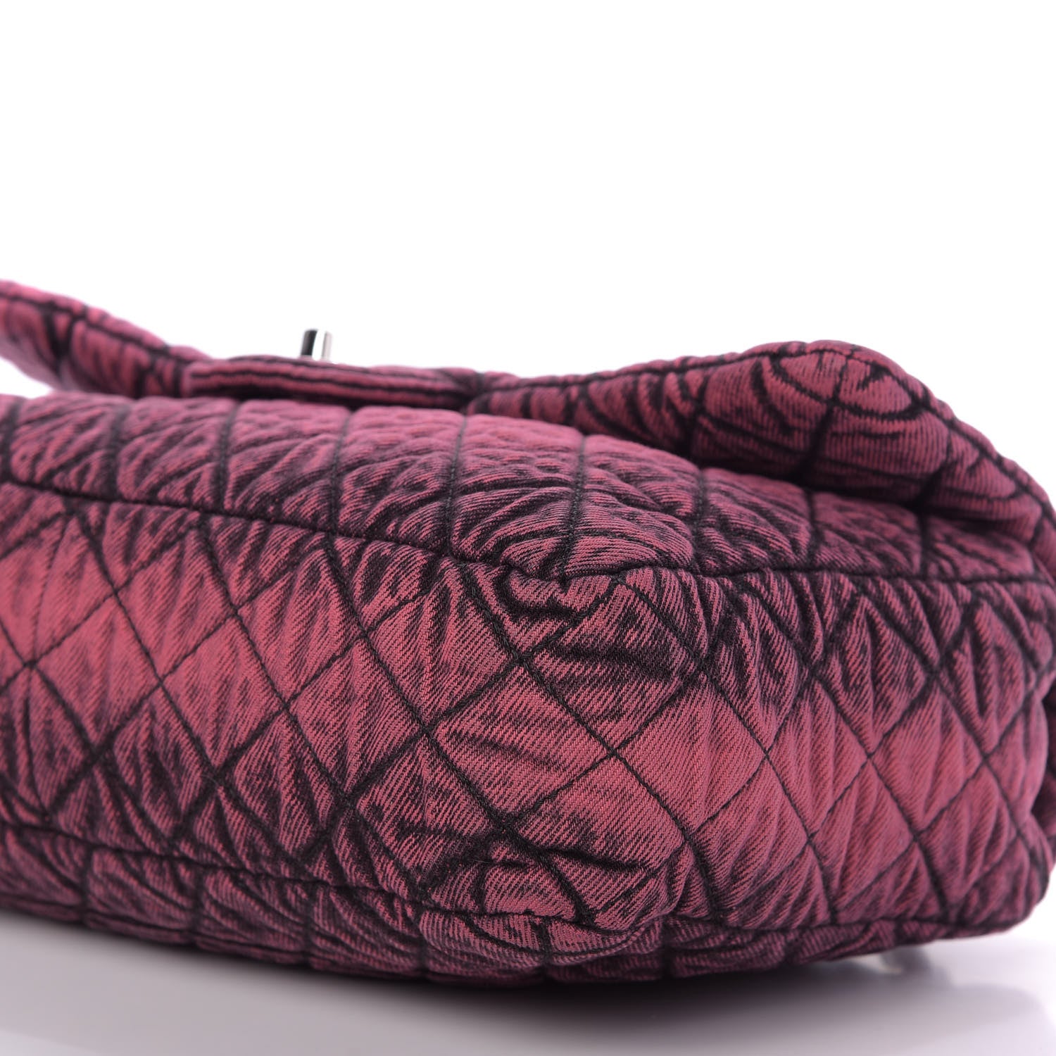 Chanel Denim Quilted Denimpression Flap Red Black 7 of 10