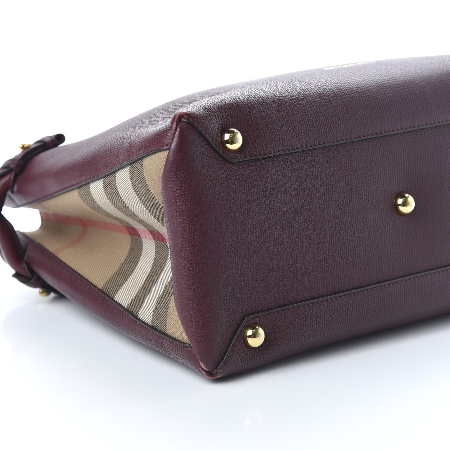 Burberry Grainy Calfskin House Check Medium Banner Tote Mahogany Red 5 of 8
