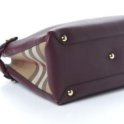 Burberry Grainy Calfskin House Check Medium Banner Tote Mahogany Red 5 of 8
