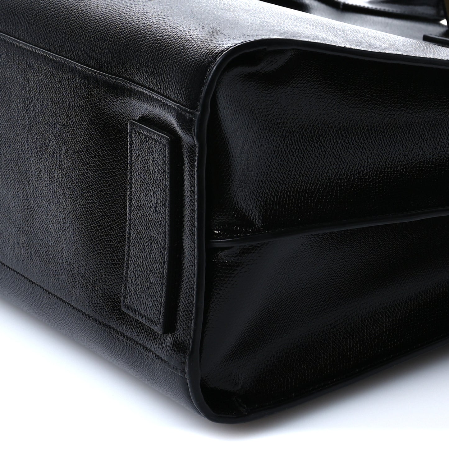 Patent Grain De Poudre  Sac De Jour Souple North South Tote Black