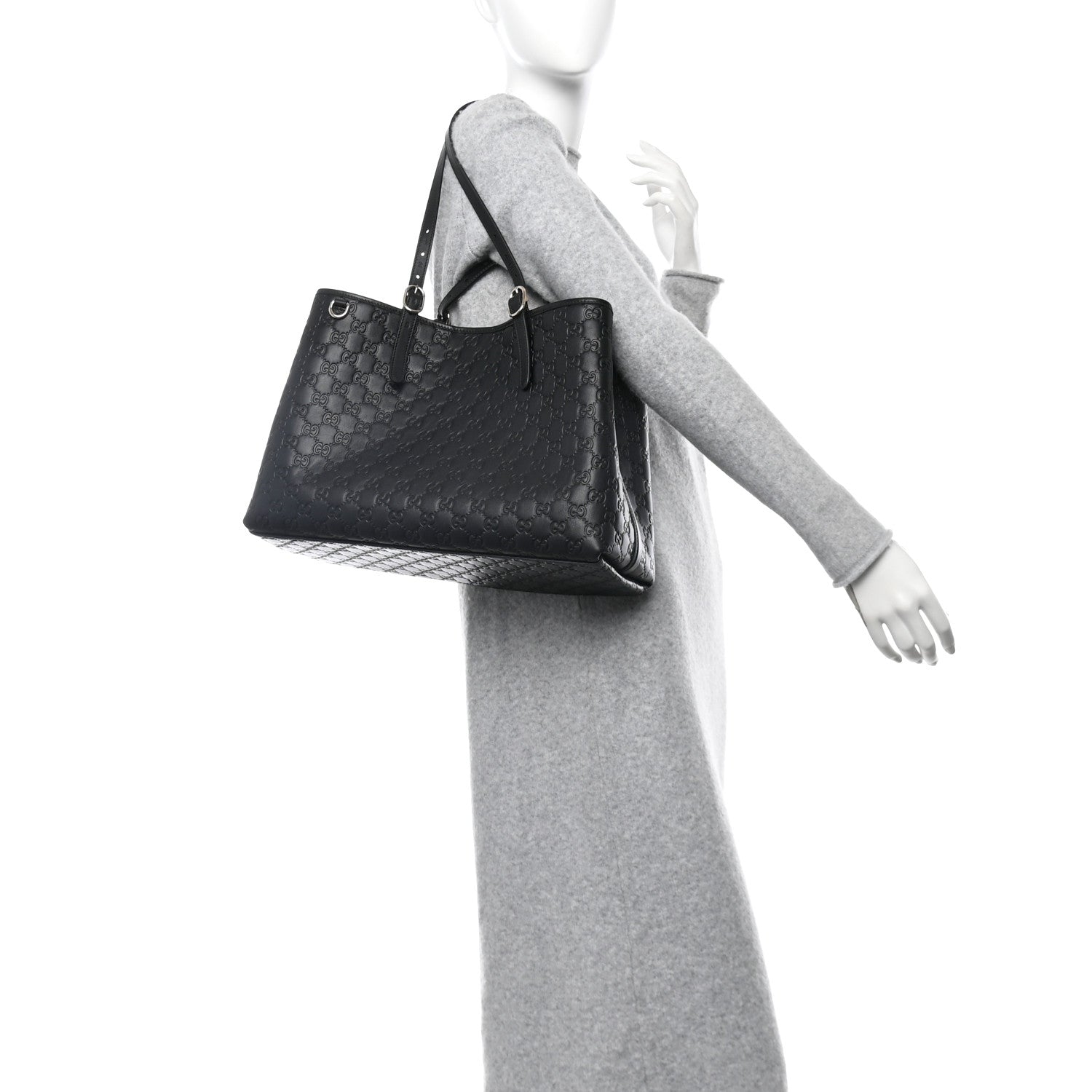 Gucci GG Calfskin Embossed Calfskin Large Tote Bag Black 2 of 12