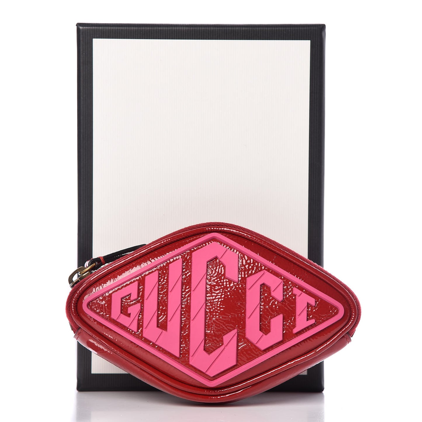 Patent Rubber Game Patch Logo Wrist Bag Hibiscus Red