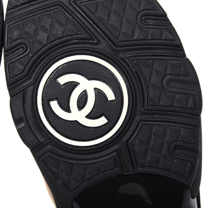 Chanel Satin Lambskin Fabric Tweed CC Sneakers 39 Gold Black 6 of 9