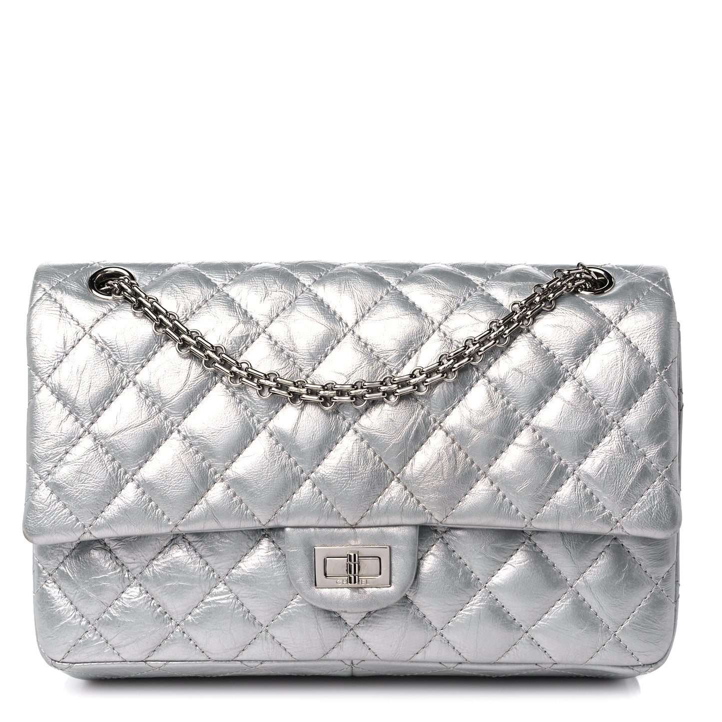 Metallic Aged Calfskin Quilted 2.55 Reissue 226 Flap Silver