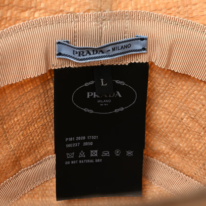 Prada Raffia Triangle Logo Embroidered Bucket Hat L Naturale 9 of 11
