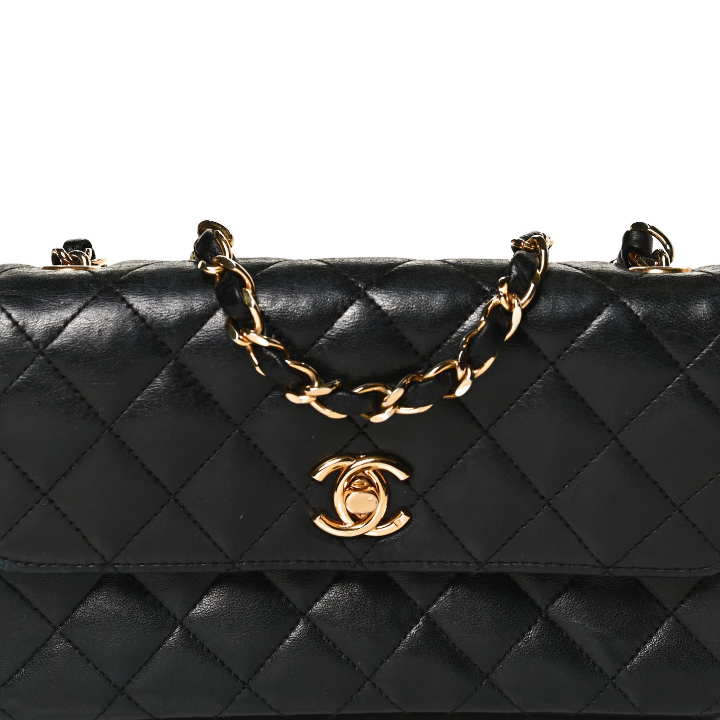 Lambskin Quilted Mini Rectangular Flap Black