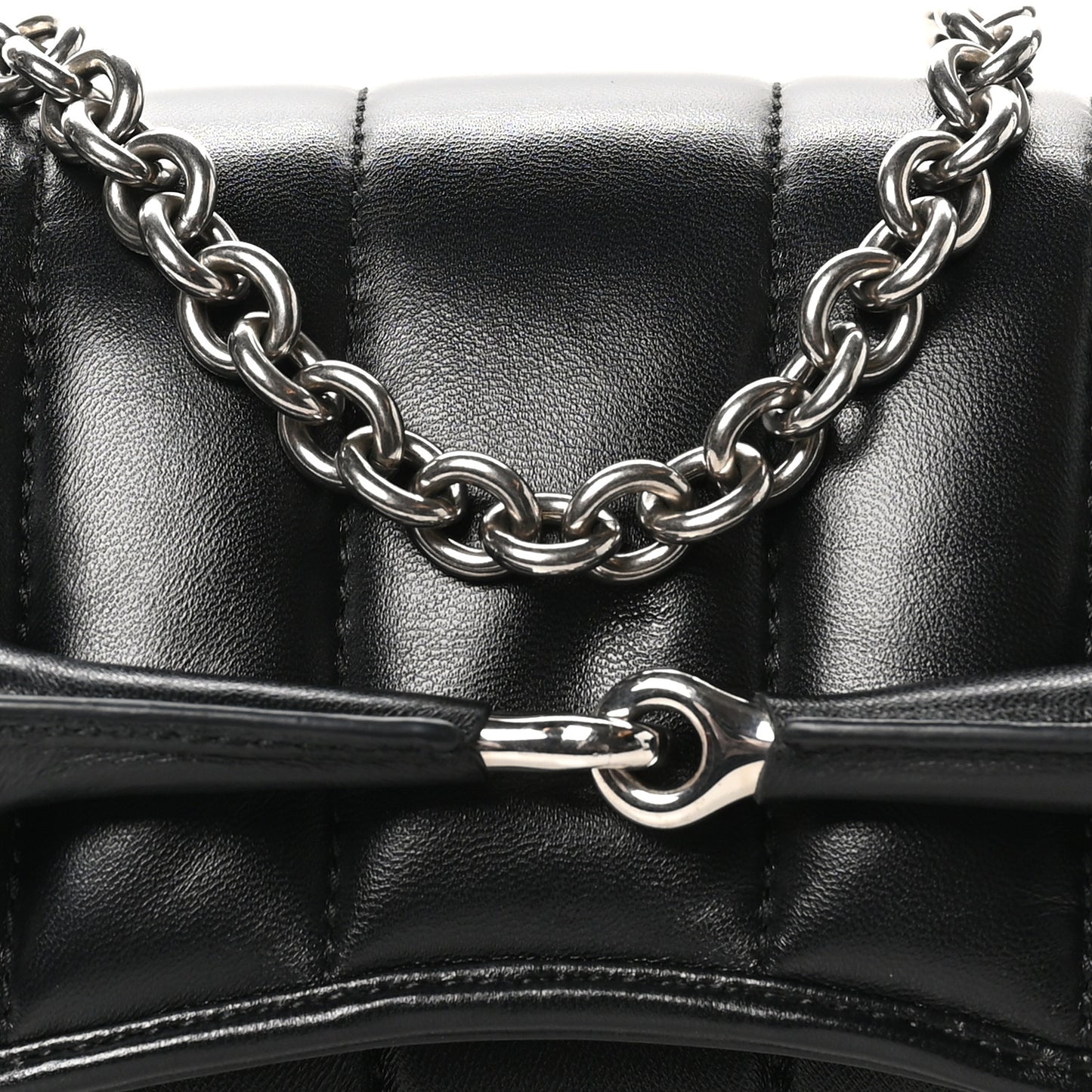 Nappa Vertical Matelasse Small Maxi Horsebit Chain Shoulder Bag Black