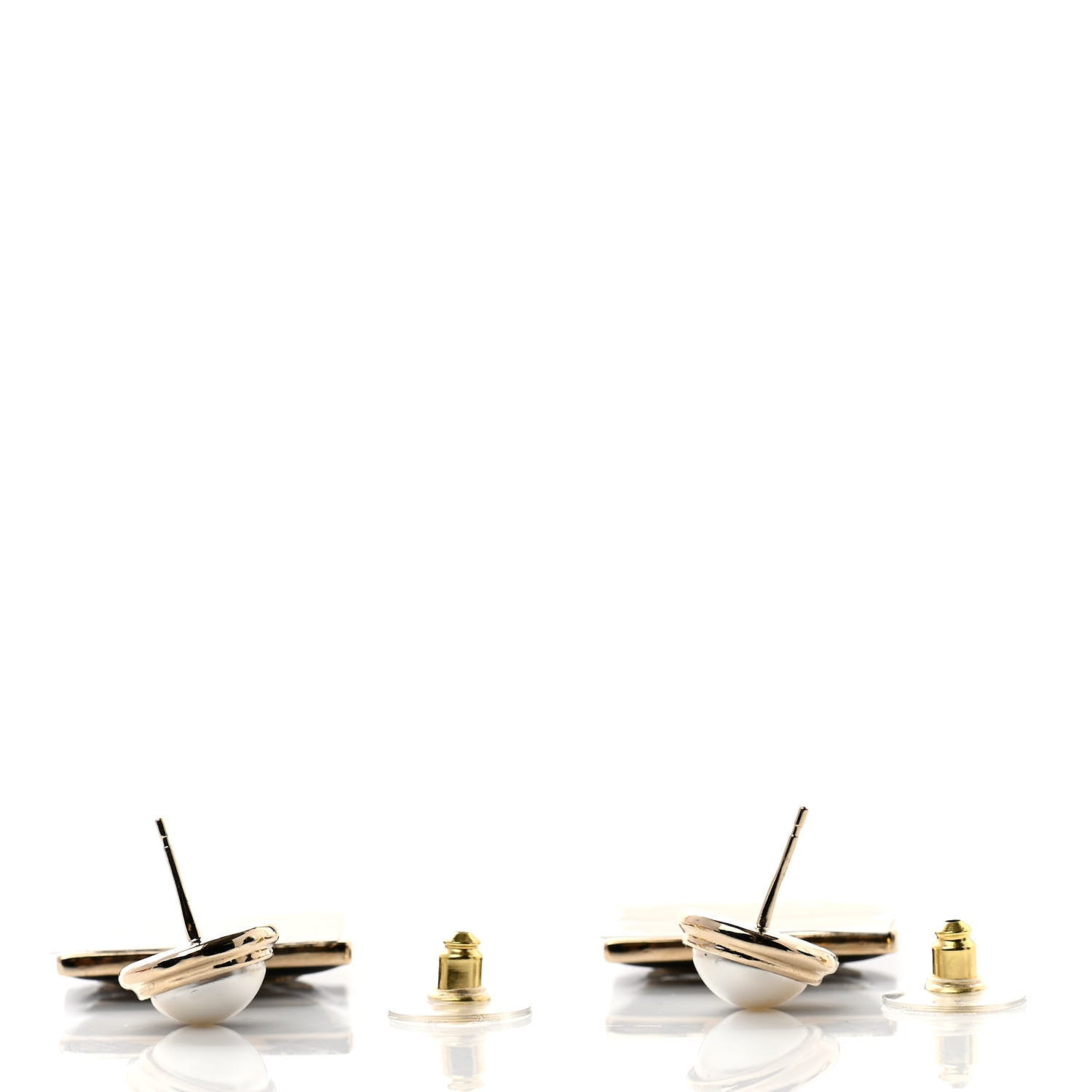 Chanel Metal Resin Pearl CC Drop Earrings Gold Black White 3 of 4