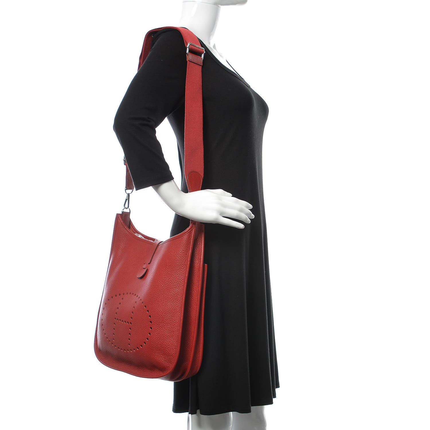Hermes Taurillon Clemence Evelyne III GM Rouge Garance 2 of 9
