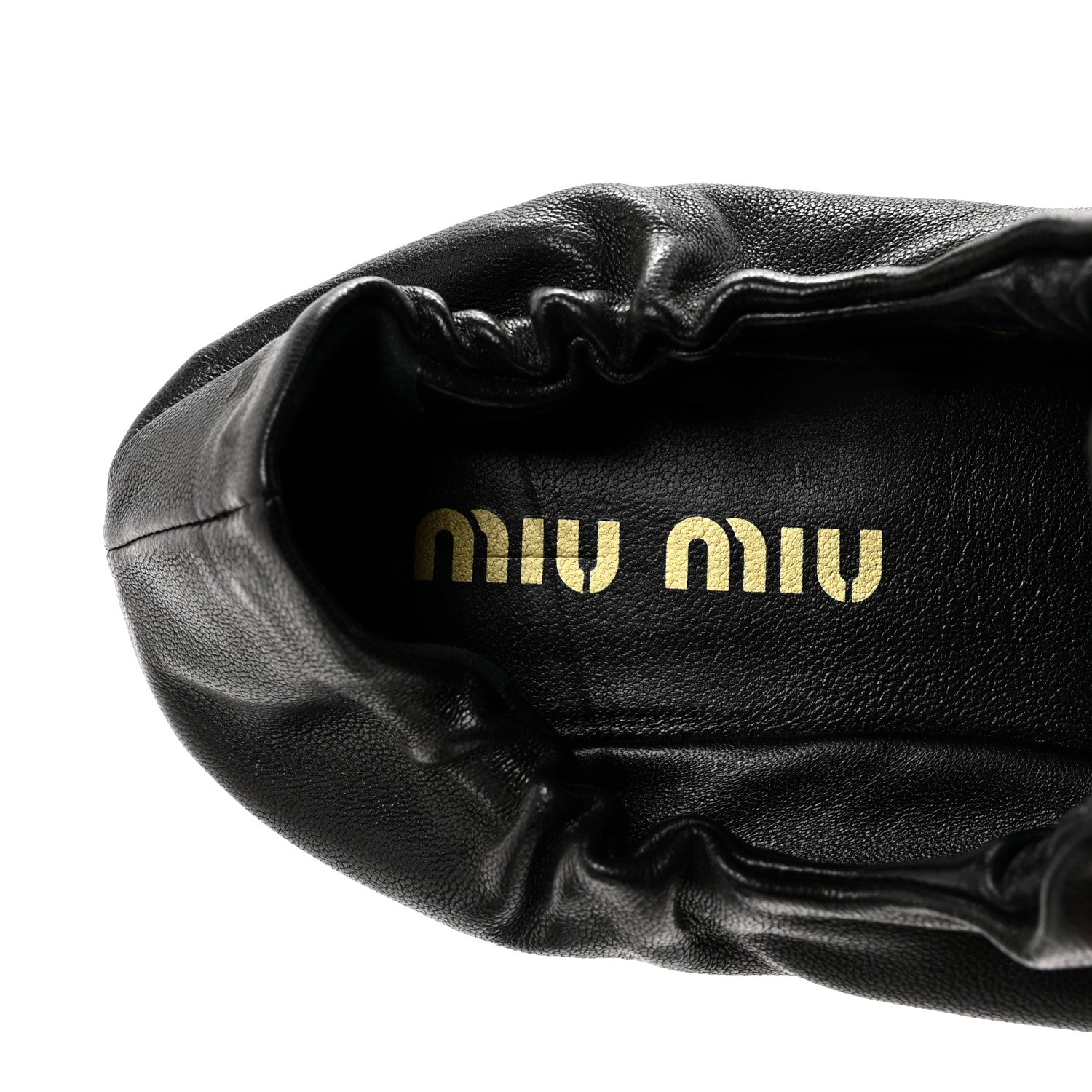 Miu Miu Nappa Ruched Ballerina Flats 37.5 Black 8 of 9