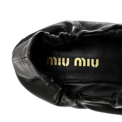 Miu Miu Nappa Ruched Ballerina Flats 37.5 Black 8 of 9