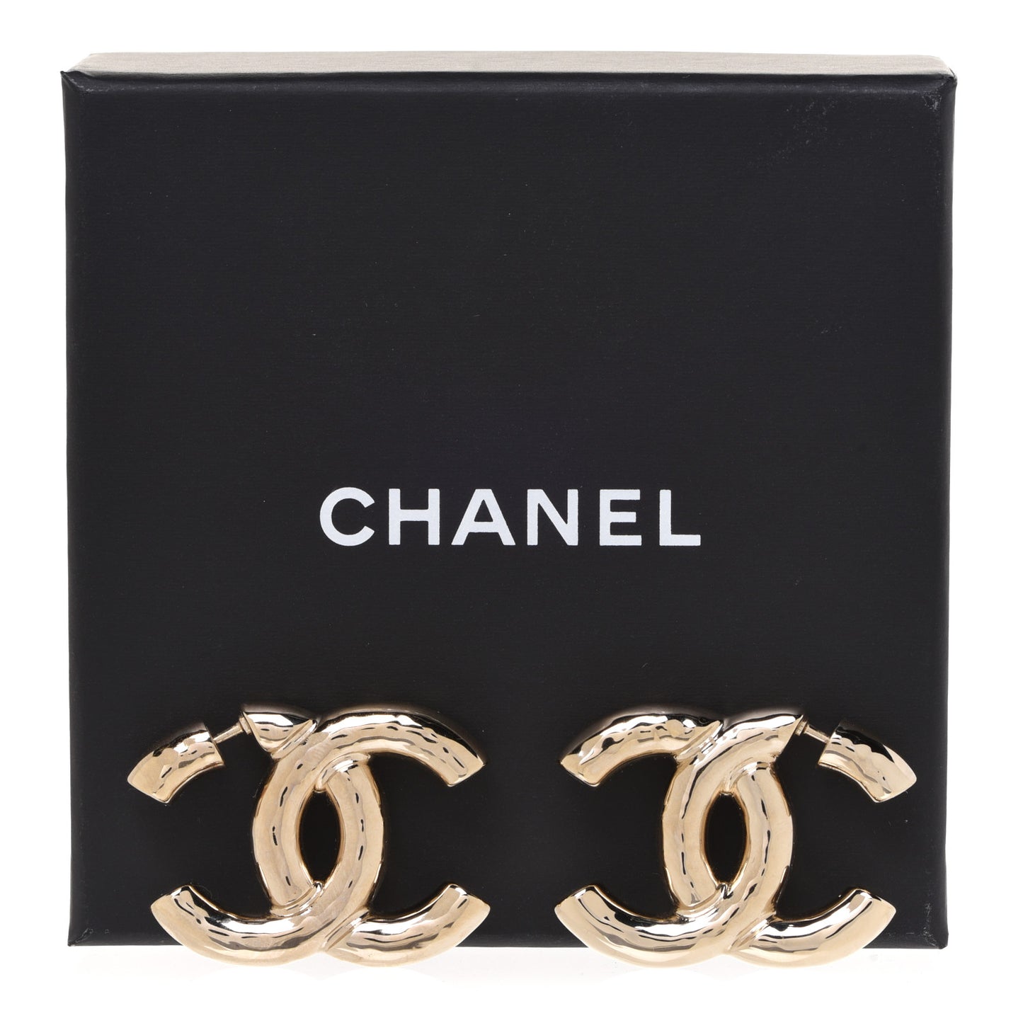 Metal Large CC Earrings Light Gold