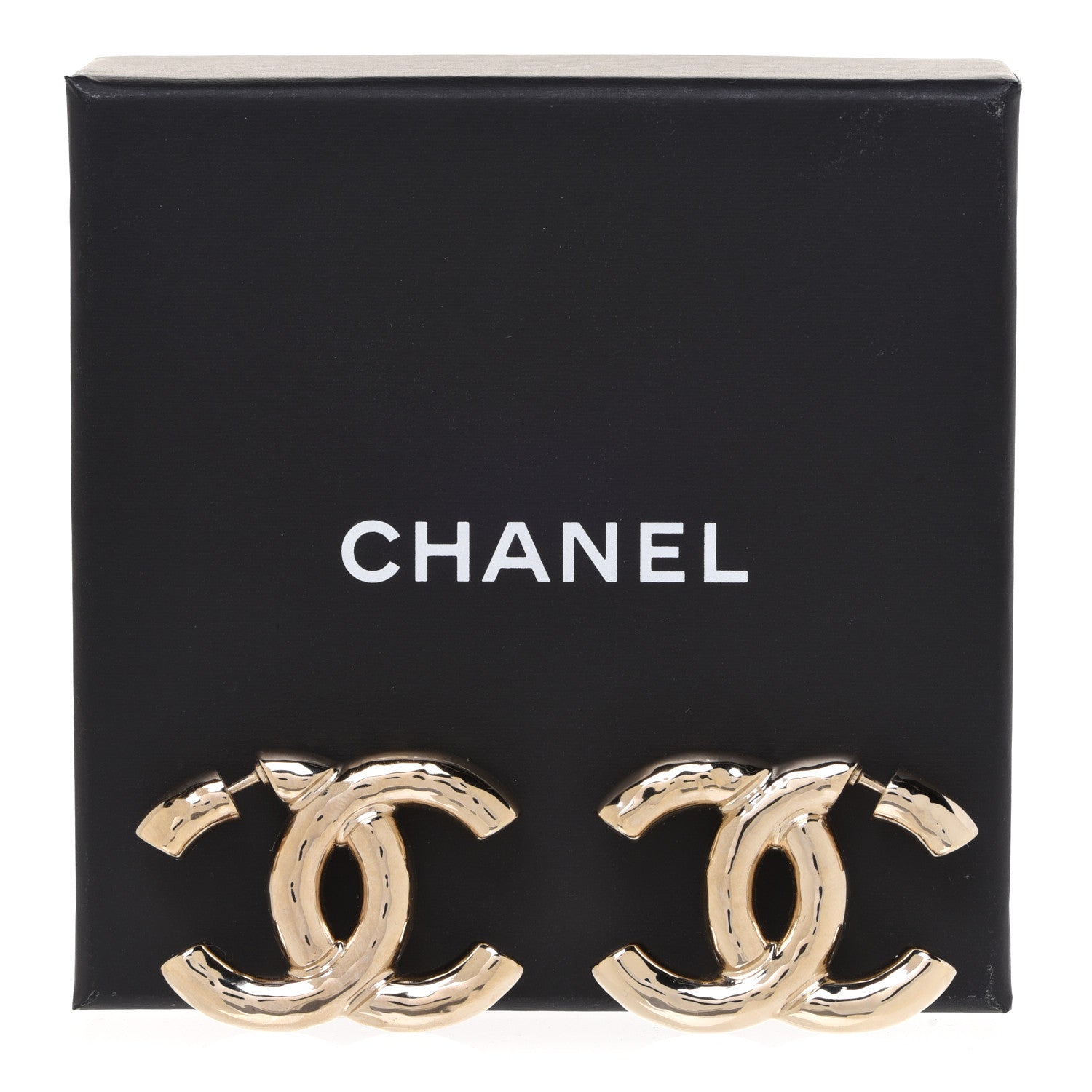 Chanel Metal Large CC Earrings Light Gold 5 of 5