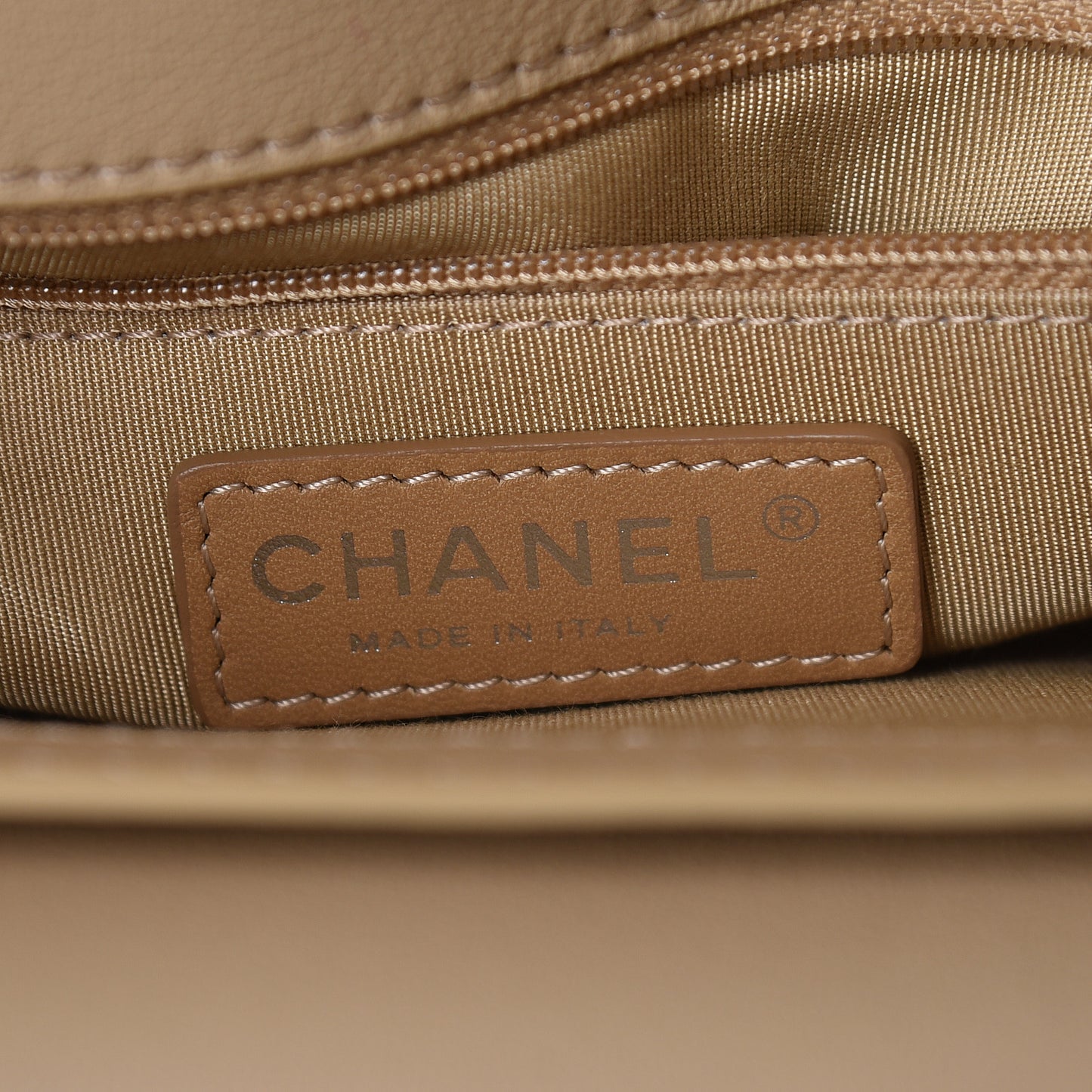 Lambskin Quilted Large Natural CC Flap Beige
