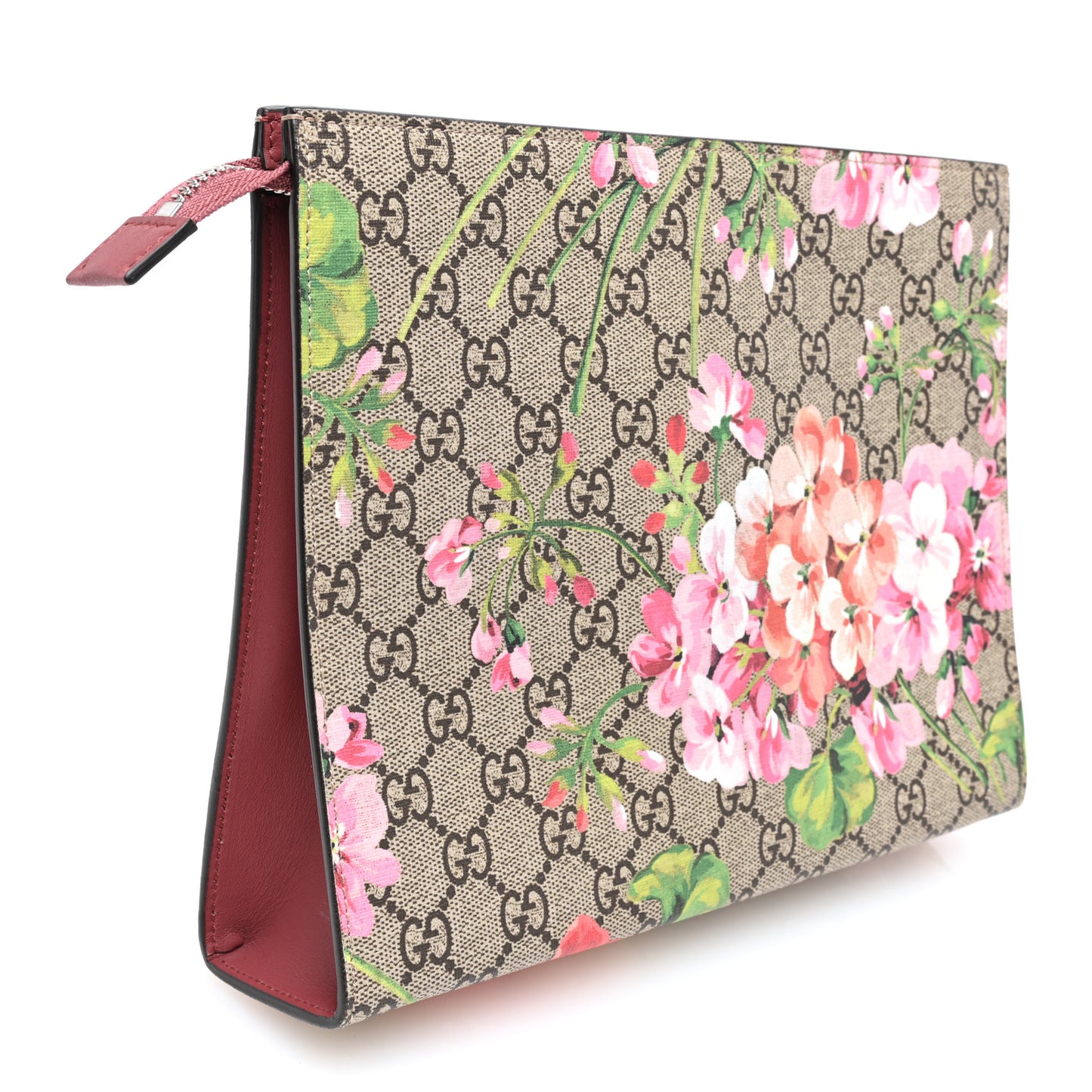 GG Supreme Monogram Blooms Large Cosmetic Case Beige Multicolor Dry Rose