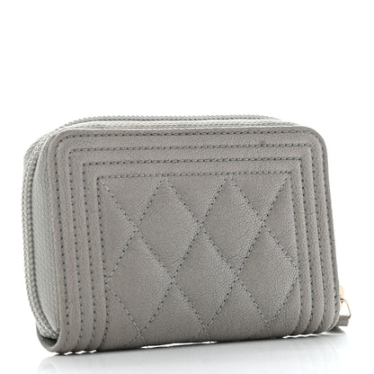 Chanel Caviar Quilted Boy Zip Around Coin Purse Wallet Grey 3 of 7
