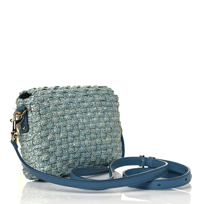 Dolce & Gabbana Woven Raffia Padlock Shoulder Bag Acqua 2 of 4